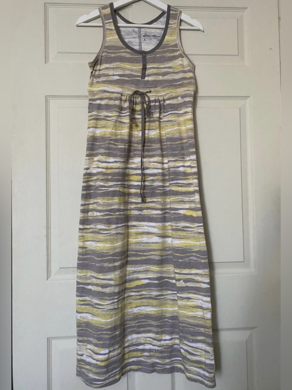 Eddie Bauer Gray, Yellow and White Striped Tank Dress